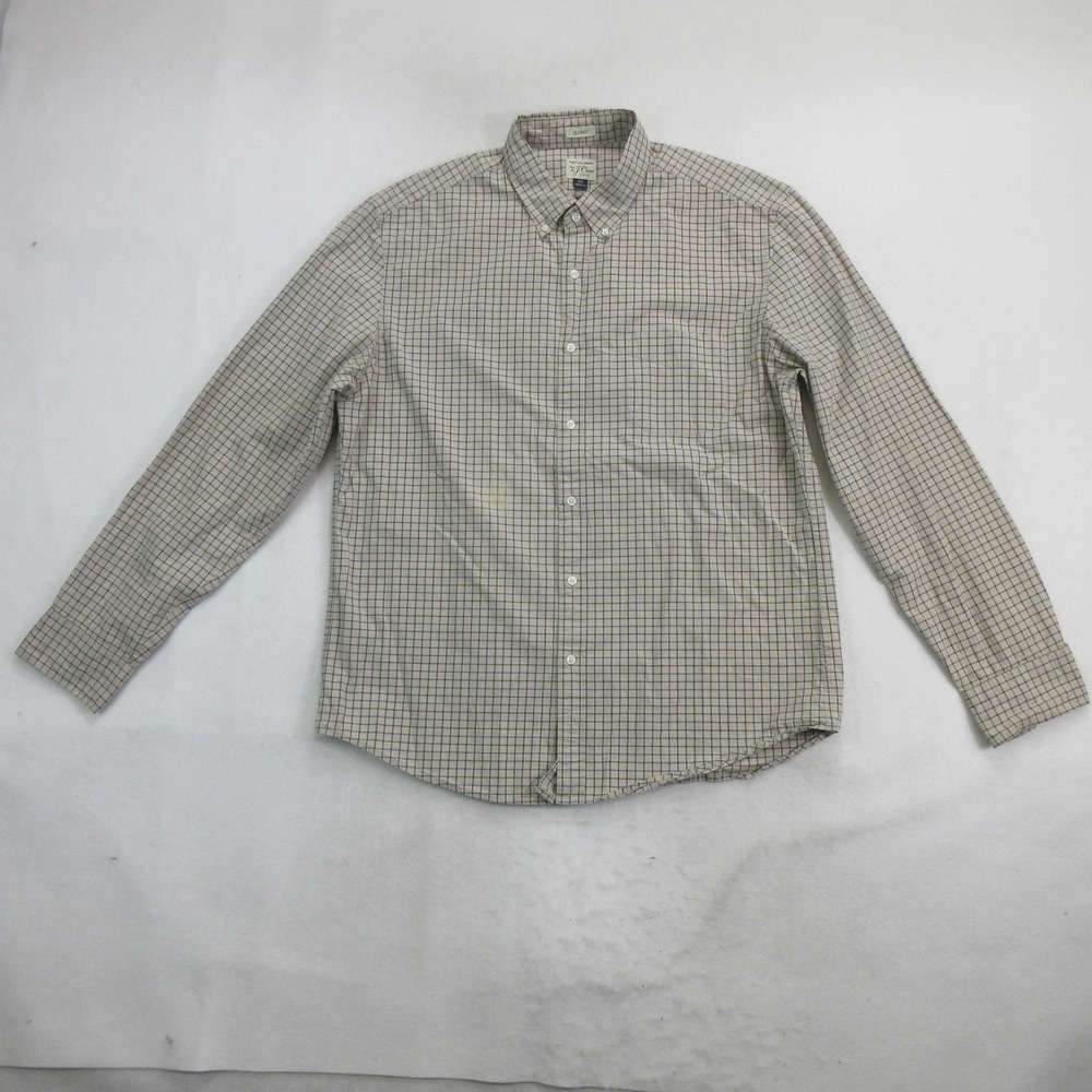 J.Crew Men's Shirt XL Secret Wash Stretch Long Sleeve Plaid Classic Fit Button